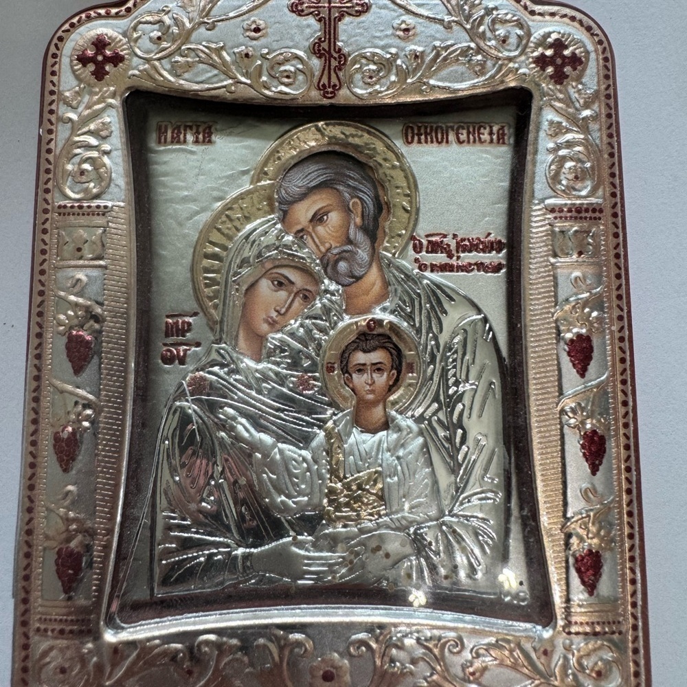 Elegant Rose Gold & Silver Religious Icon with Certificate